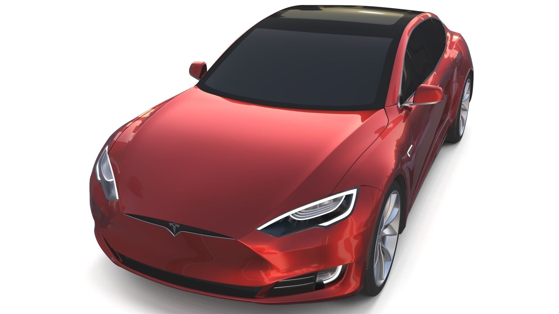Tesla Model S 2016 Red with Chassis 3D model_13