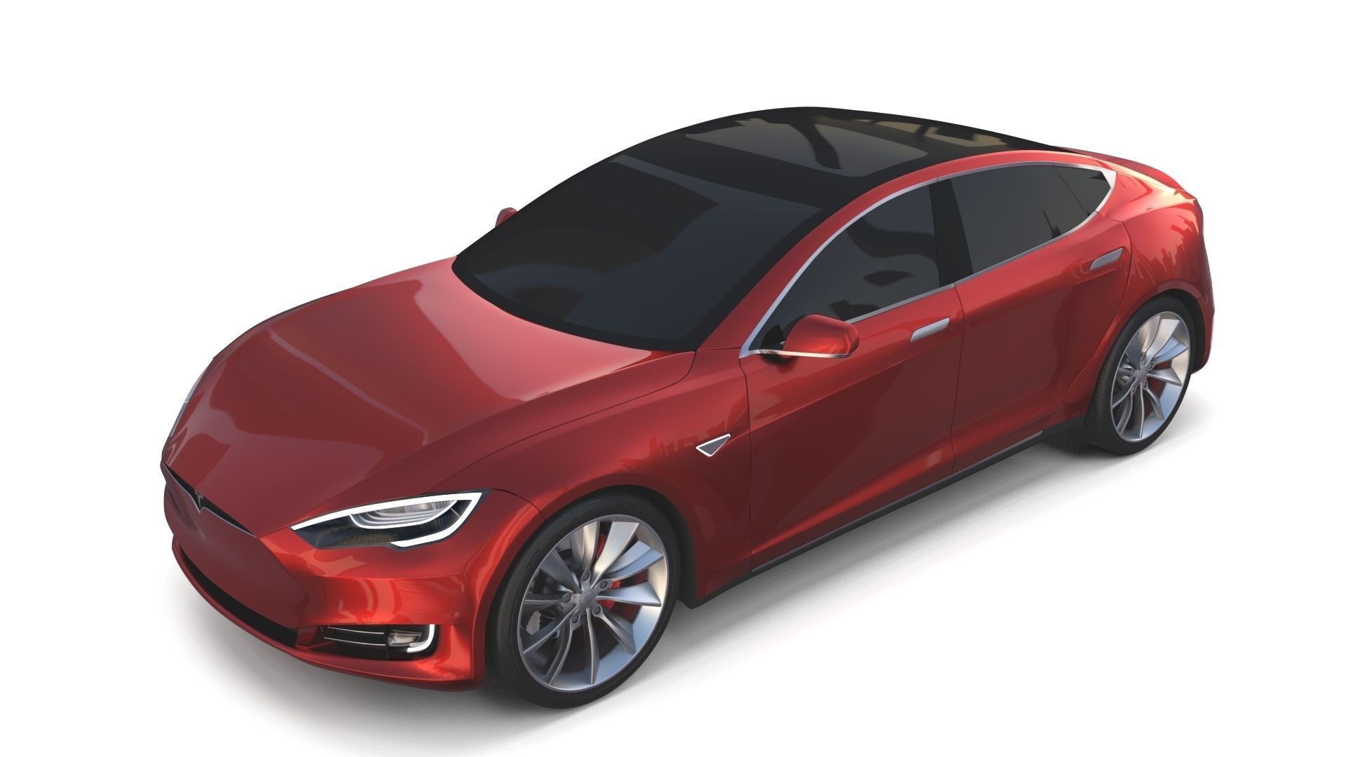 Tesla Model S 2016 Red with Chassis 3D model_12