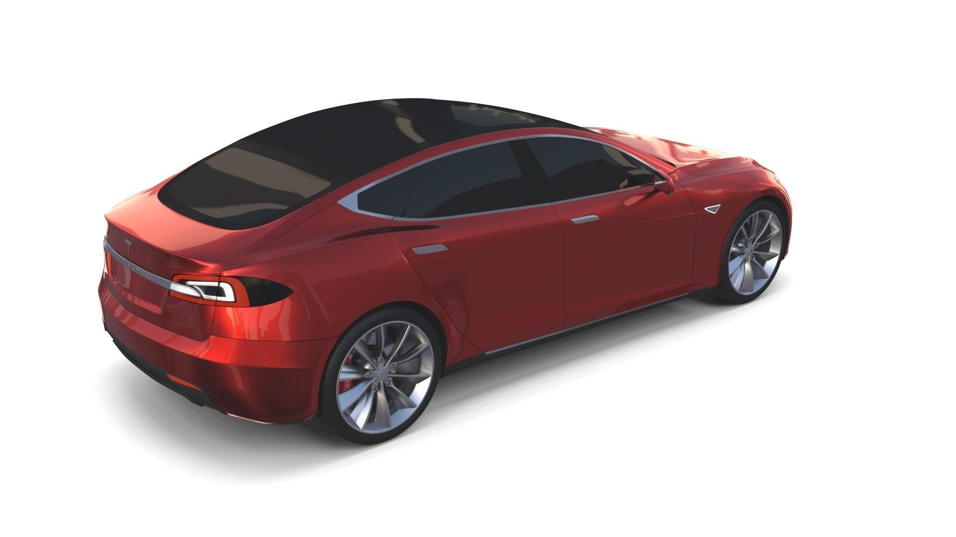 Tesla Model S 2016 Red with Chassis 3D model_9