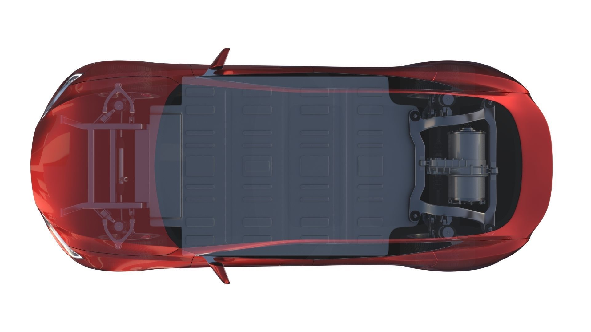 Tesla Model S 2016 Red with Chassis 3D model_22
