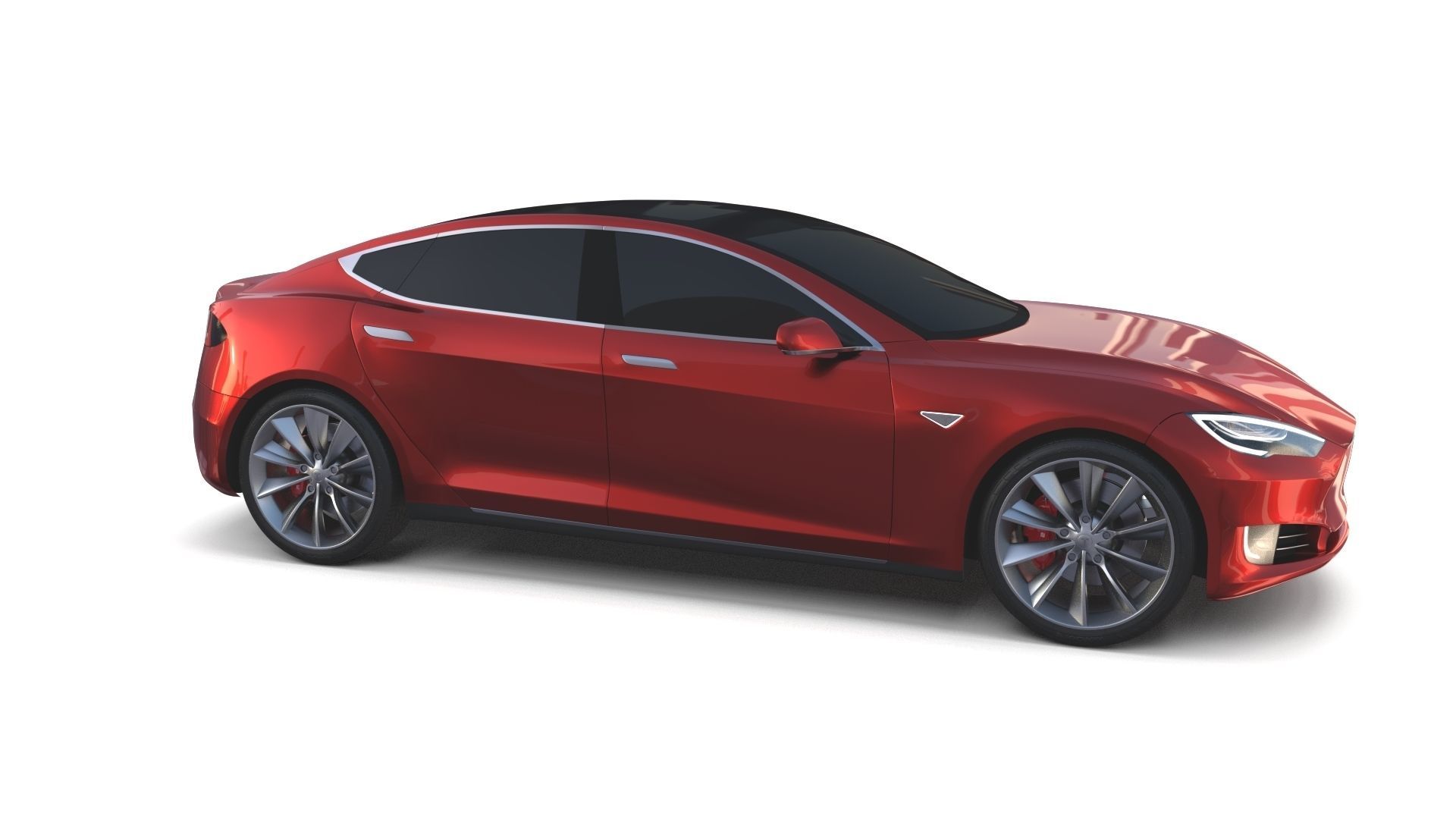 Tesla Model S 2016 Red with Chassis 3D model_5