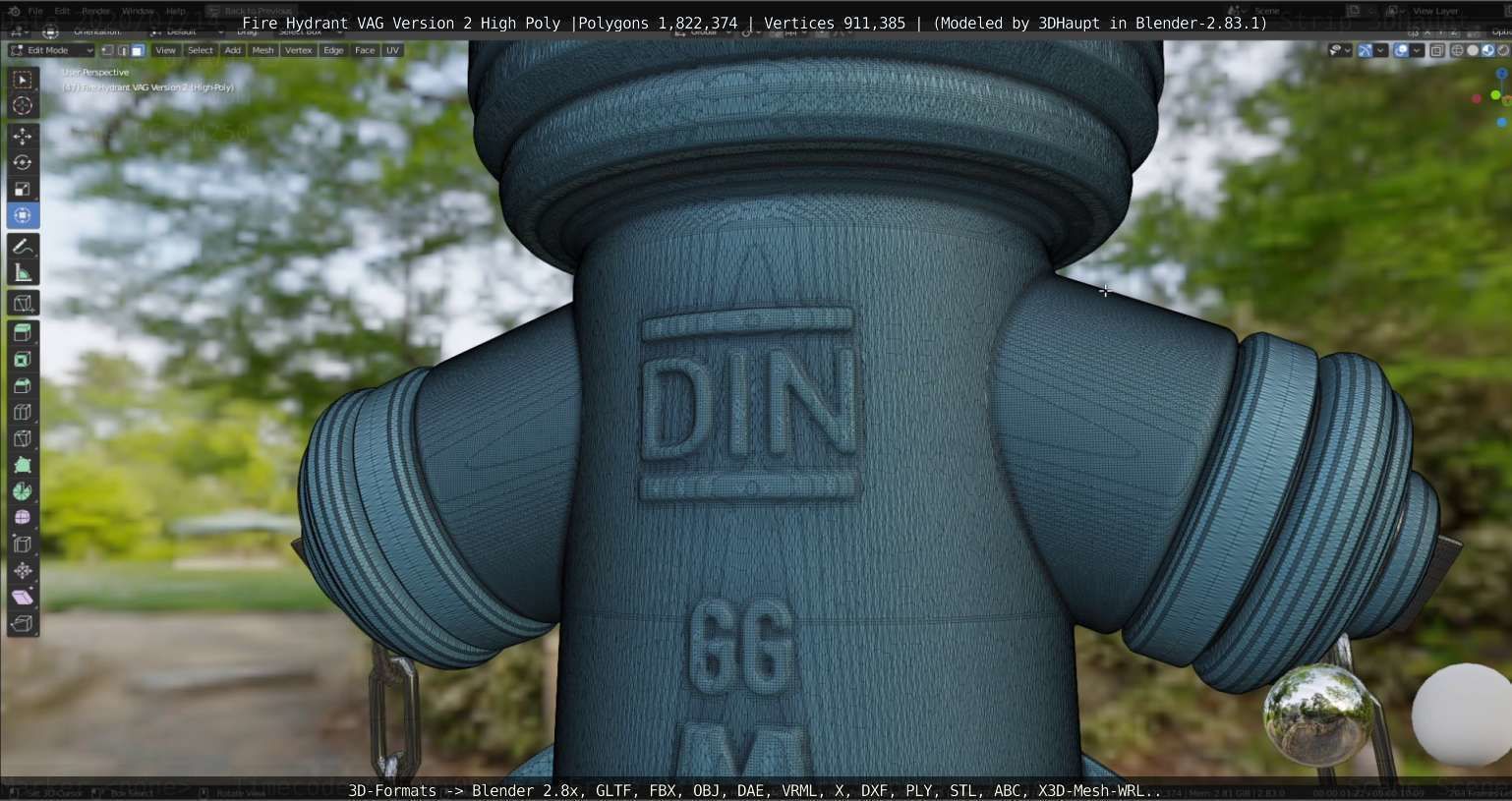 Fire Hydrant VAG -2- High-Poly Version 3D model_34