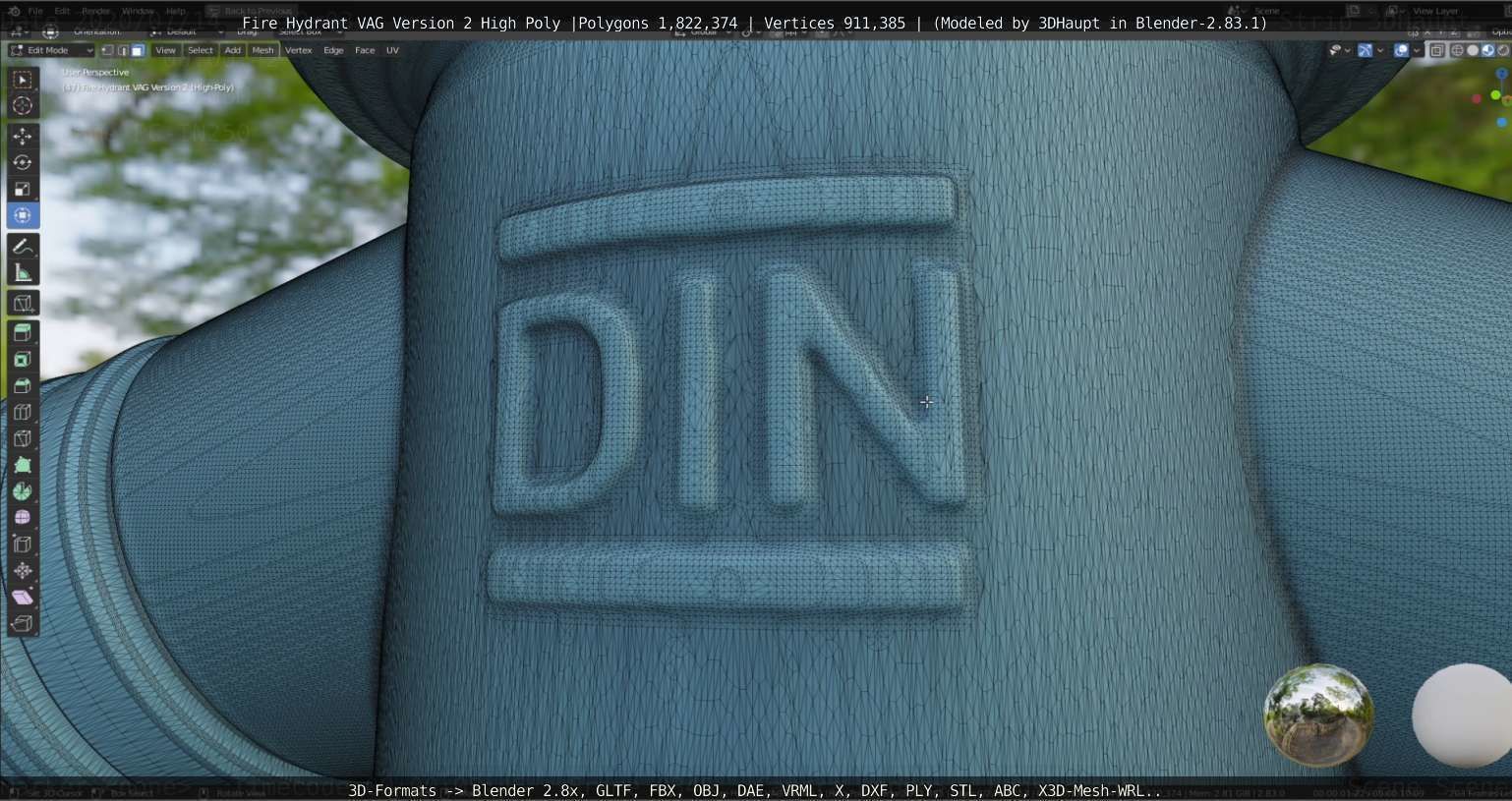 Fire Hydrant VAG -2- High-Poly Version 3D model_35