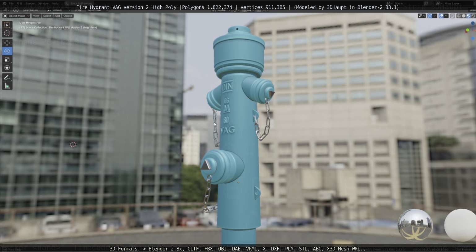 Fire Hydrant VAG -2- High-Poly Version 3D model_93