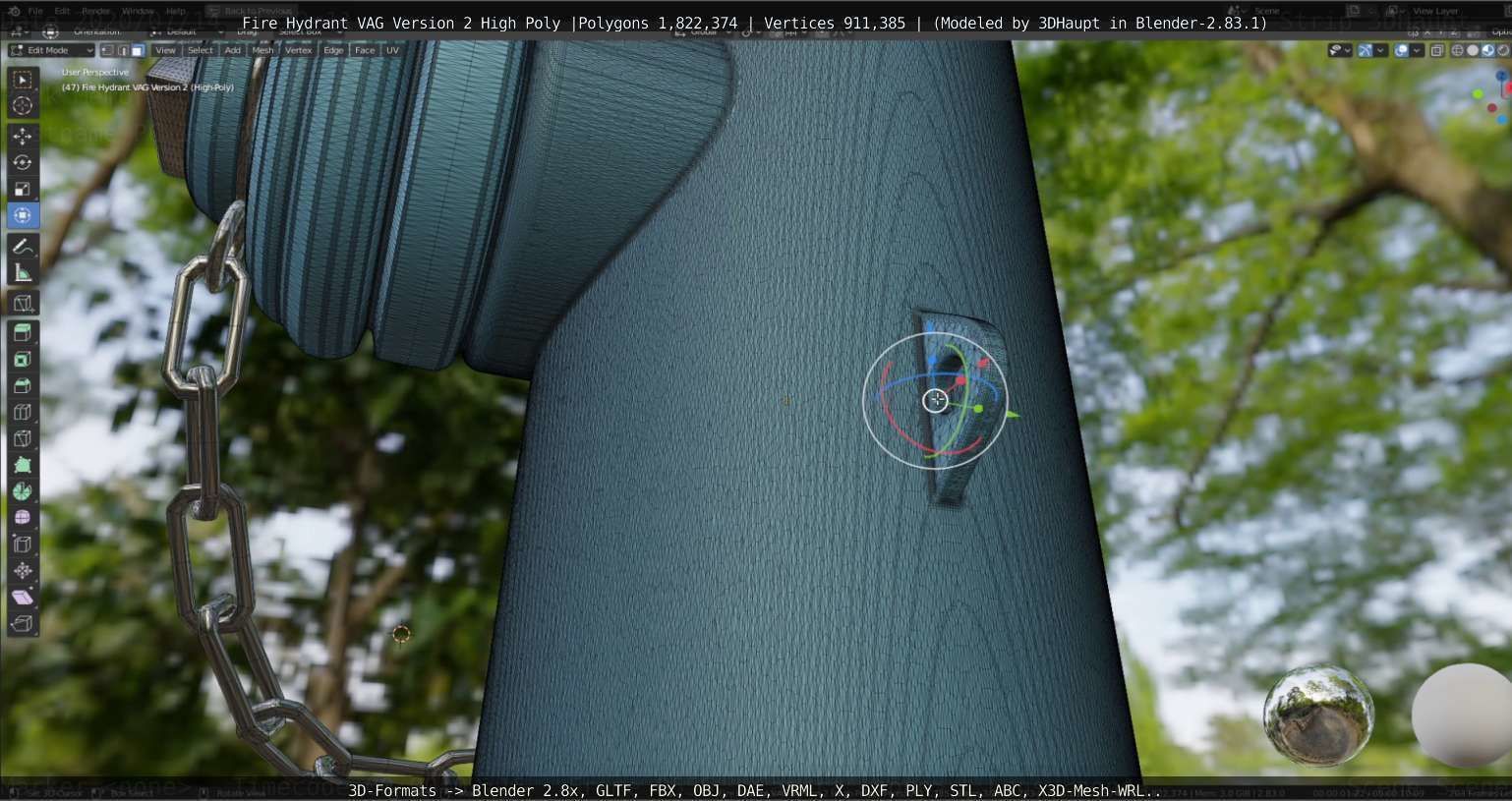 Fire Hydrant VAG -2- High-Poly Version 3D model_41