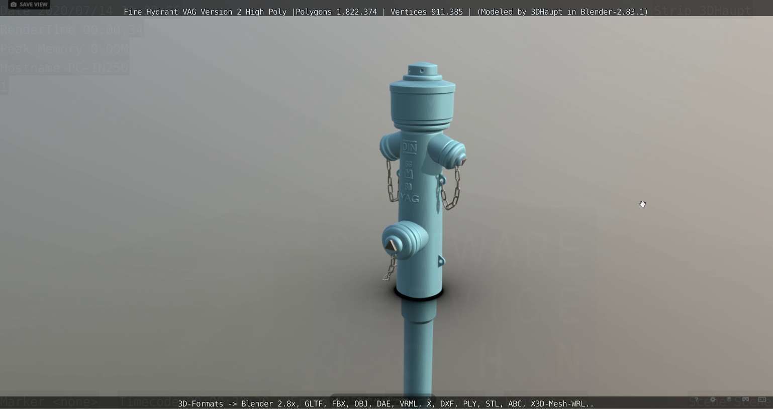 Fire Hydrant VAG -2- High-Poly Version 3D model_28
