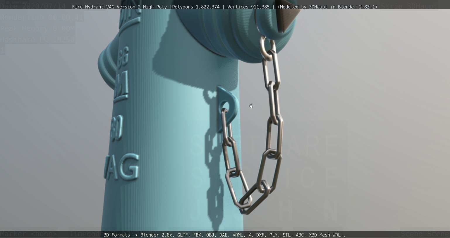 Fire Hydrant VAG -2- High-Poly Version 3D model_11