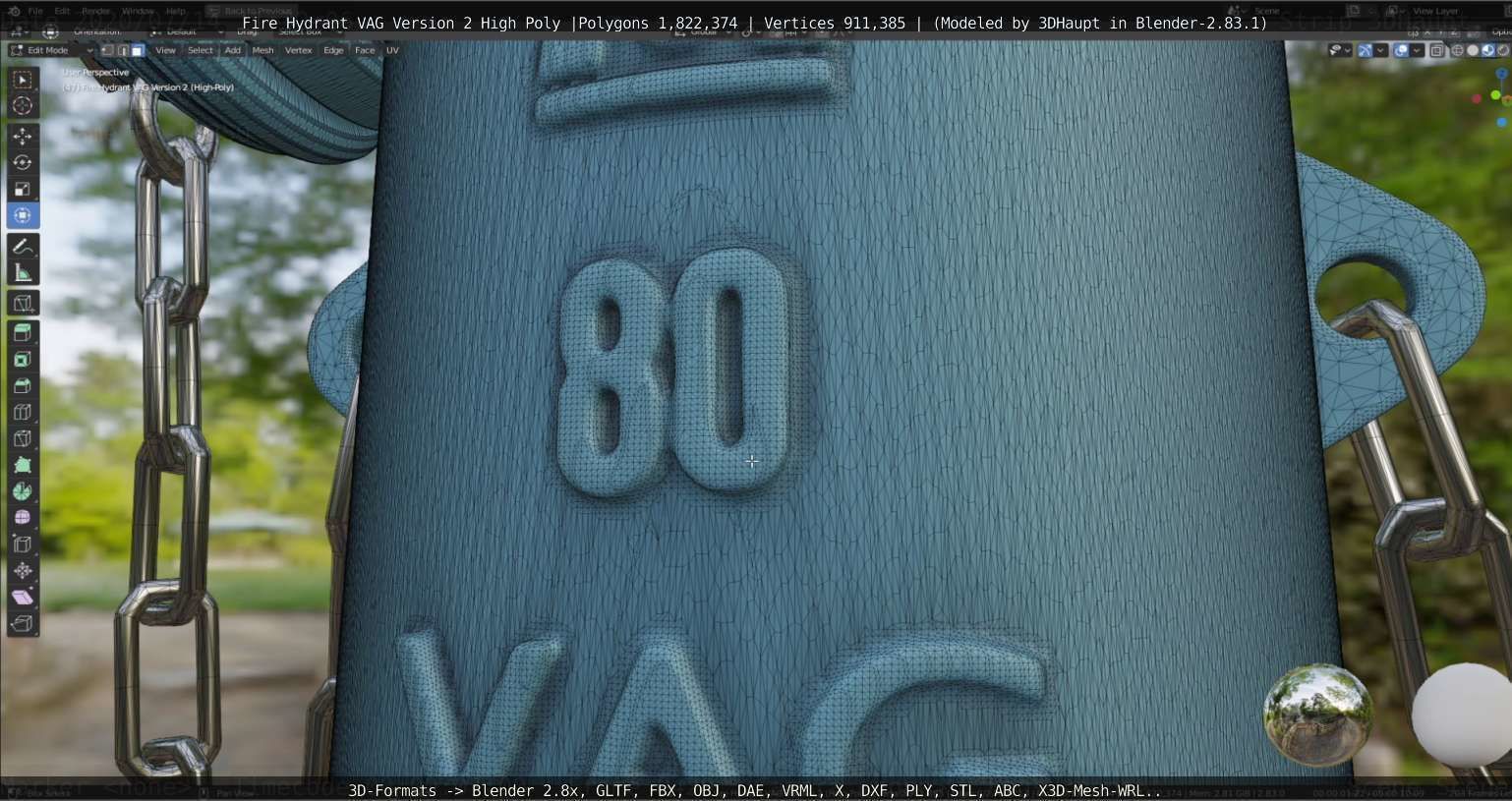 Fire Hydrant VAG -2- High-Poly Version 3D model_36