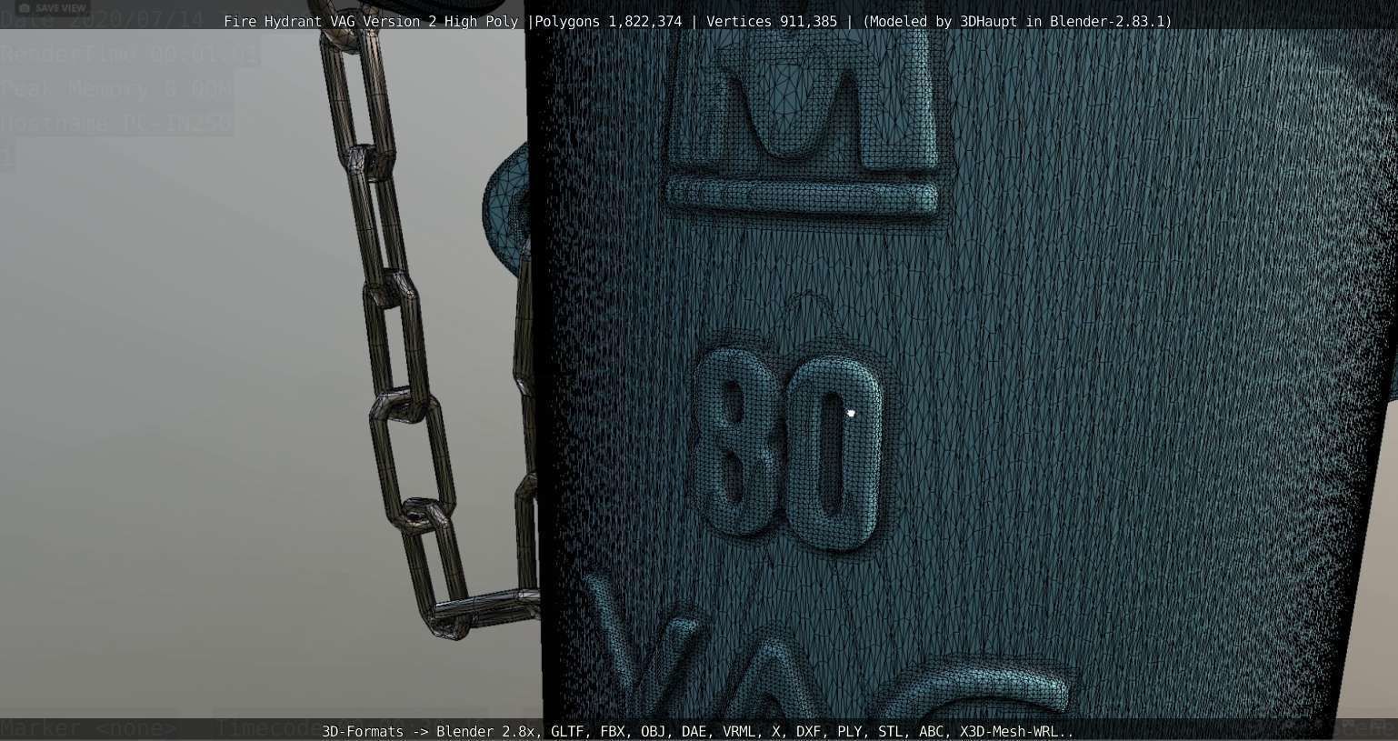 Fire Hydrant VAG -2- High-Poly Version 3D model_27