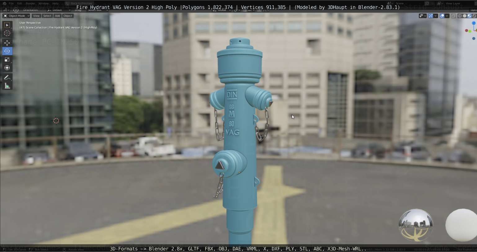 Fire Hydrant VAG -2- High-Poly Version 3D model_95