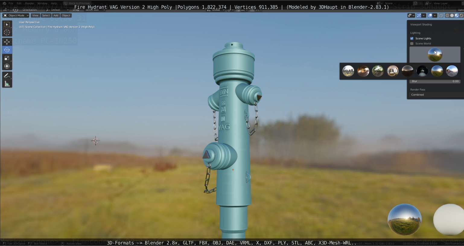 Fire Hydrant VAG -2- High-Poly Version 3D model_3