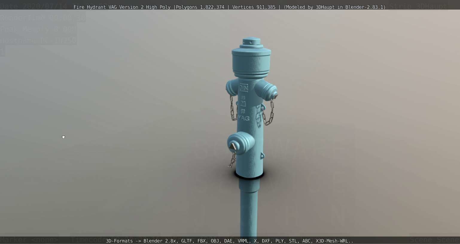 Fire Hydrant VAG -2- High-Poly Version 3D model_62