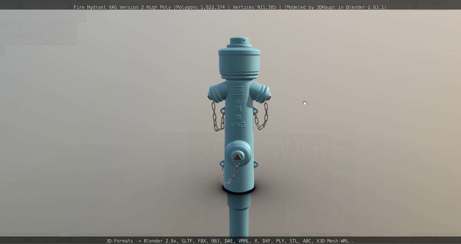 Fire Hydrant VAG -2- High-Poly Version 3D model_51