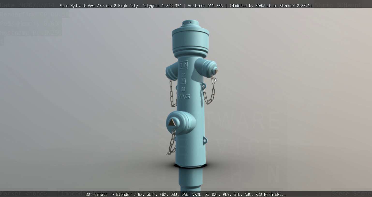 Fire Hydrant VAG -2- High-Poly Version 3D model_50
