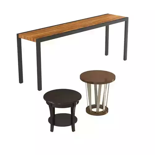 3 tables three side and coffee table 3D model