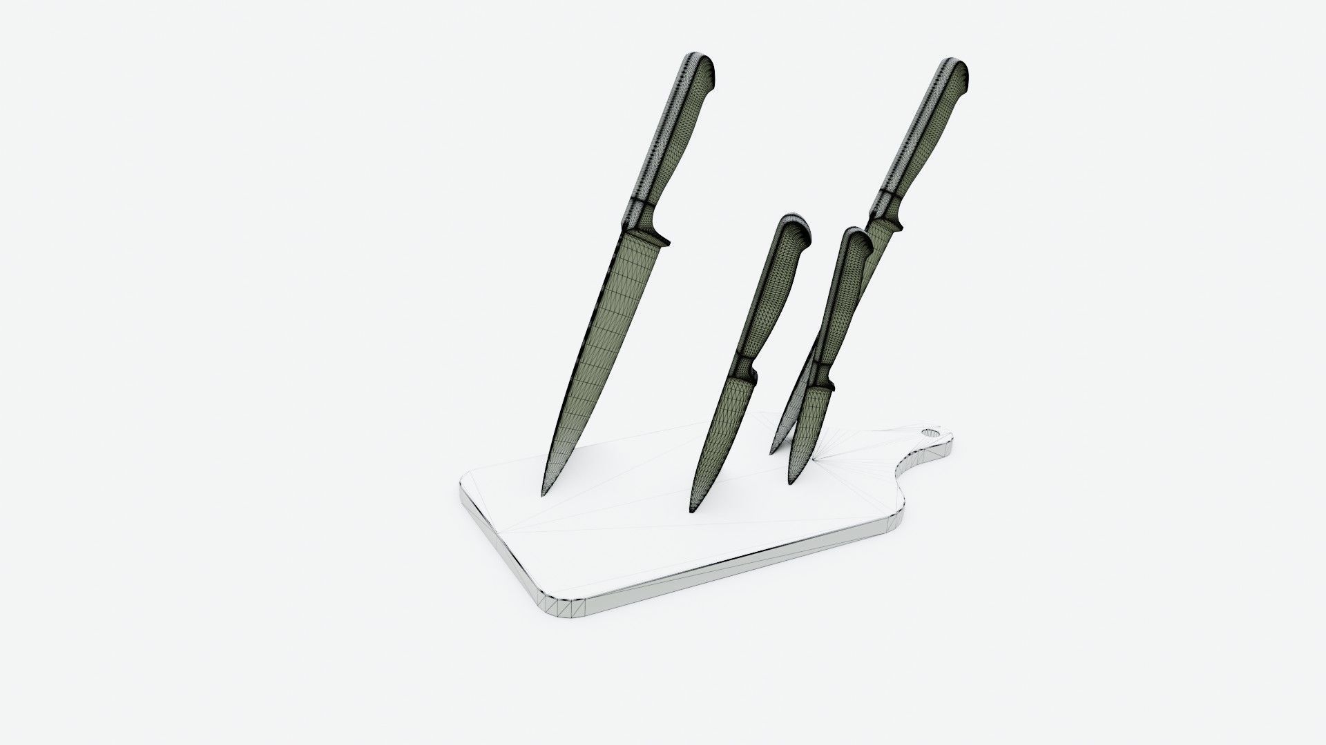 Kitchen knife set 3D model_17