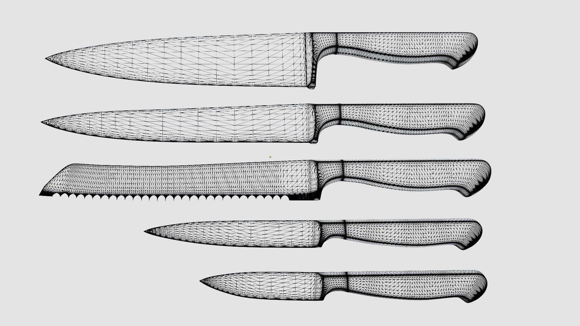 Kitchen knife set 3D model_14