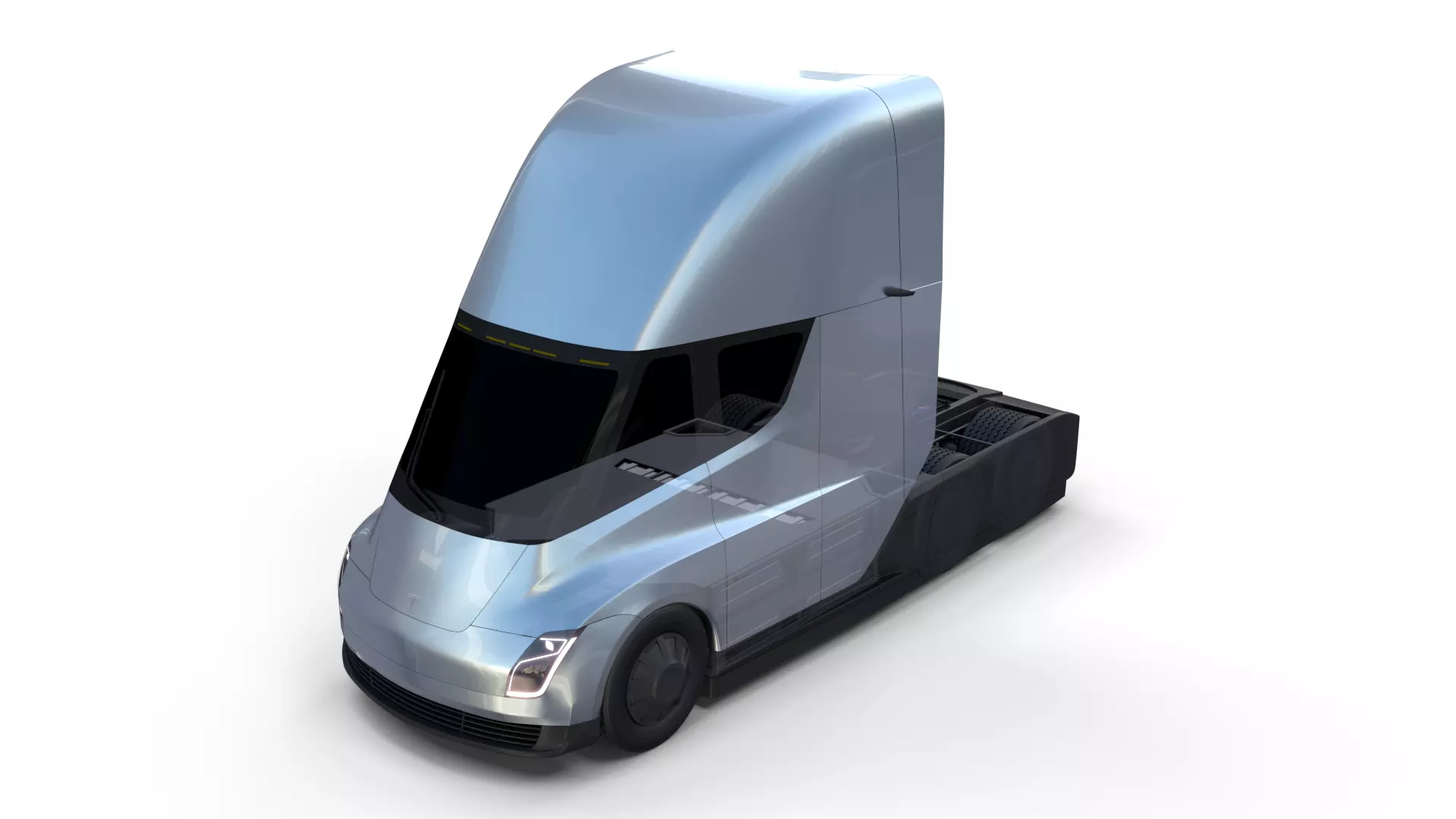 Tesla Truck with Chassis Silver 3D model