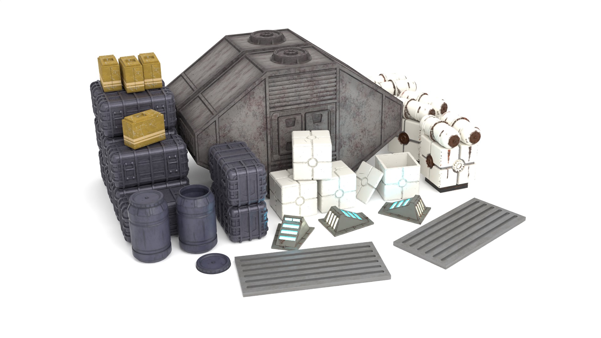 Star Wars Echo Base Crates and lamps Pack 1-12 scale 3D Model Collection_3
