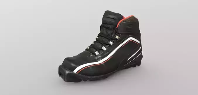 Photorealistic ski shoe Low-poly 3D model