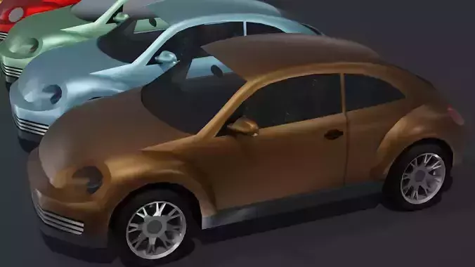 Generic Compact Car With Interior Lowpoly 3D Model