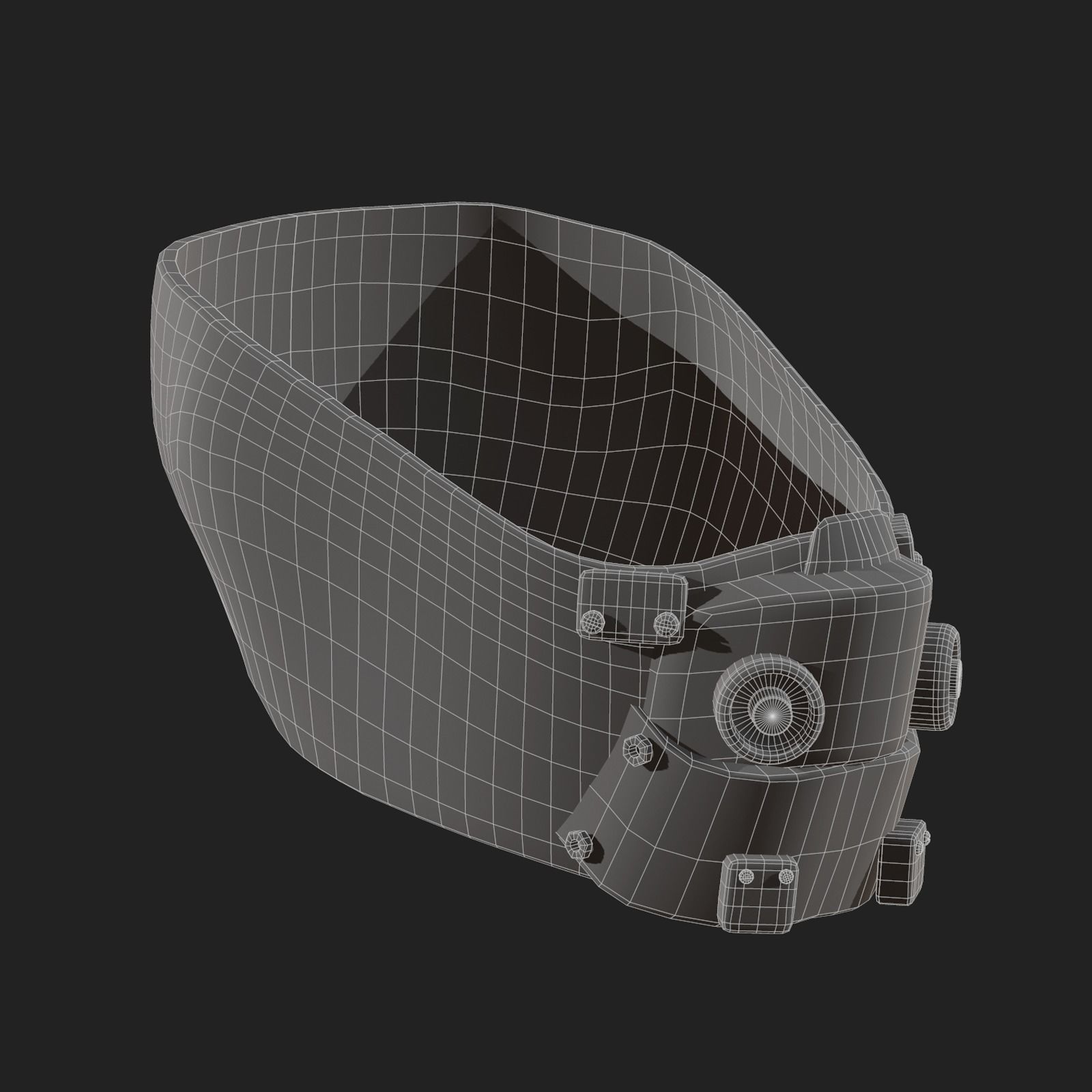 Gas mask respirator scifi futuristic  Low-poly 3D model_12