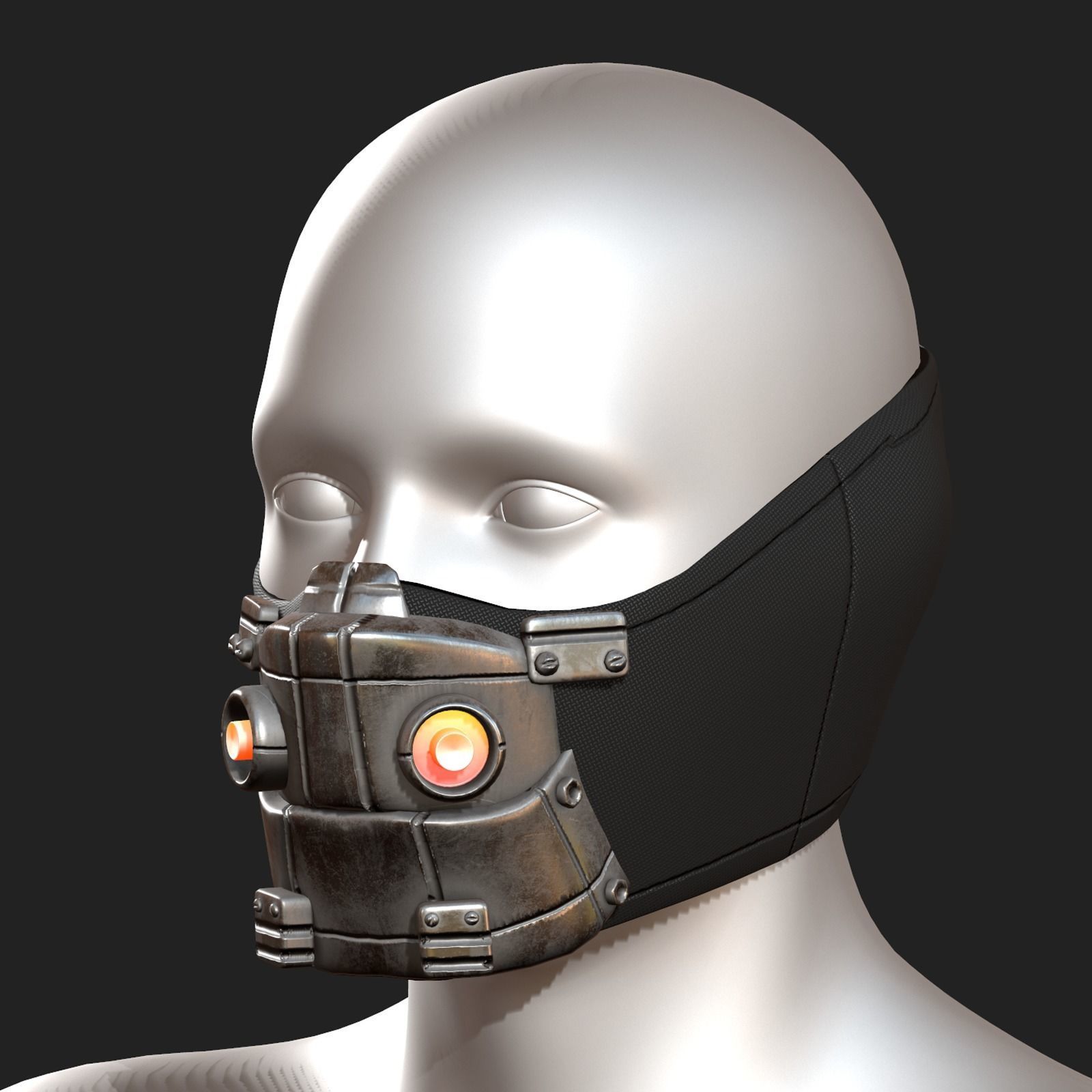 Gas mask respirator scifi futuristic  Low-poly 3D model_2