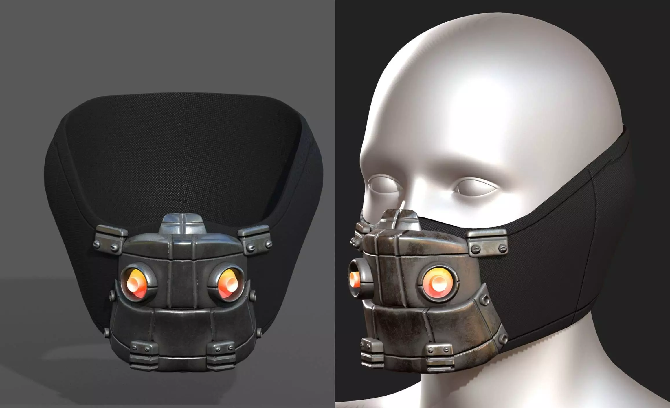 Gas mask respirator scifi futuristic  Low-poly 3D model_0