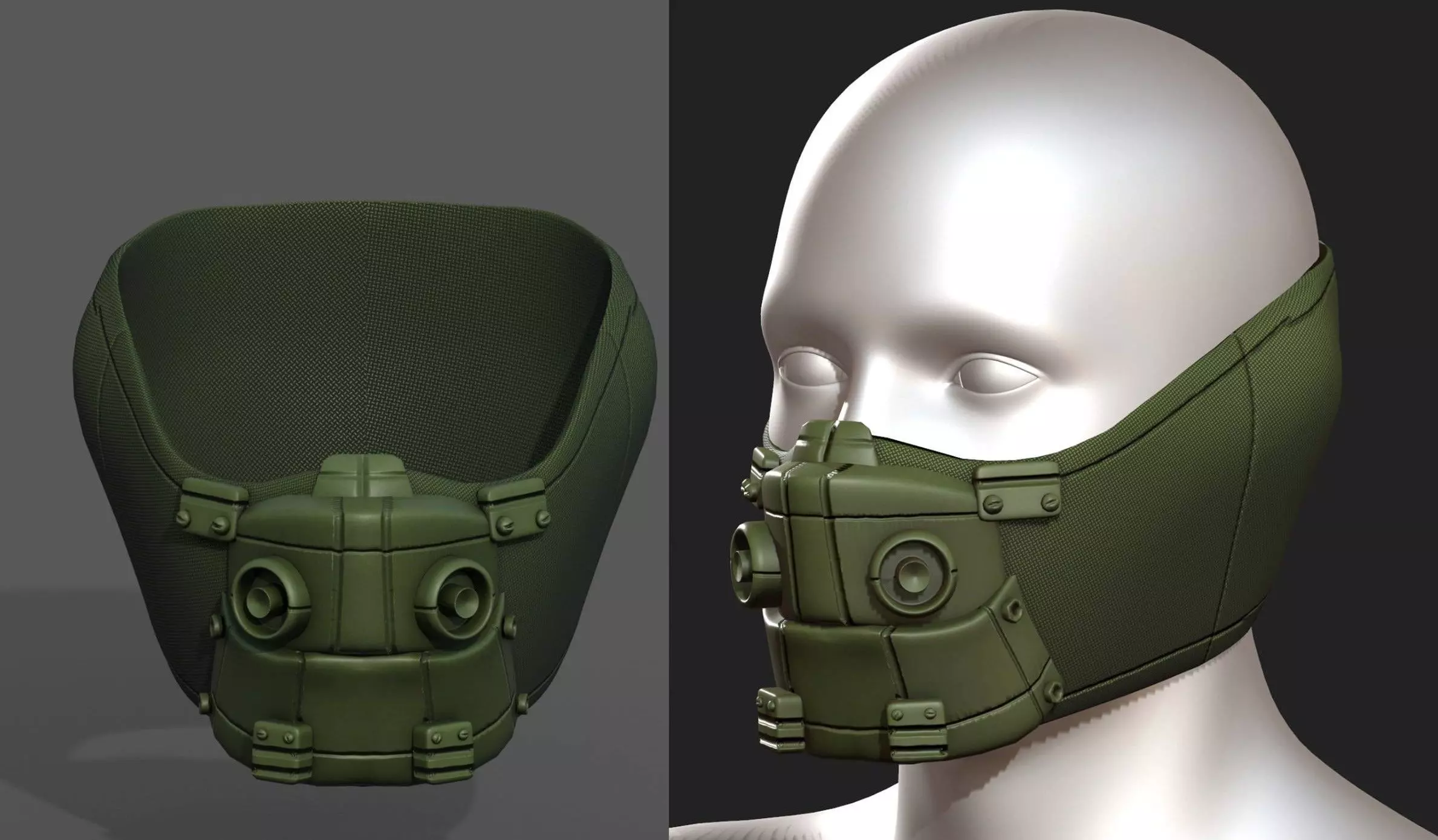 Gas mask respirator scifi futuristic 3d Low-poly 3D model_0