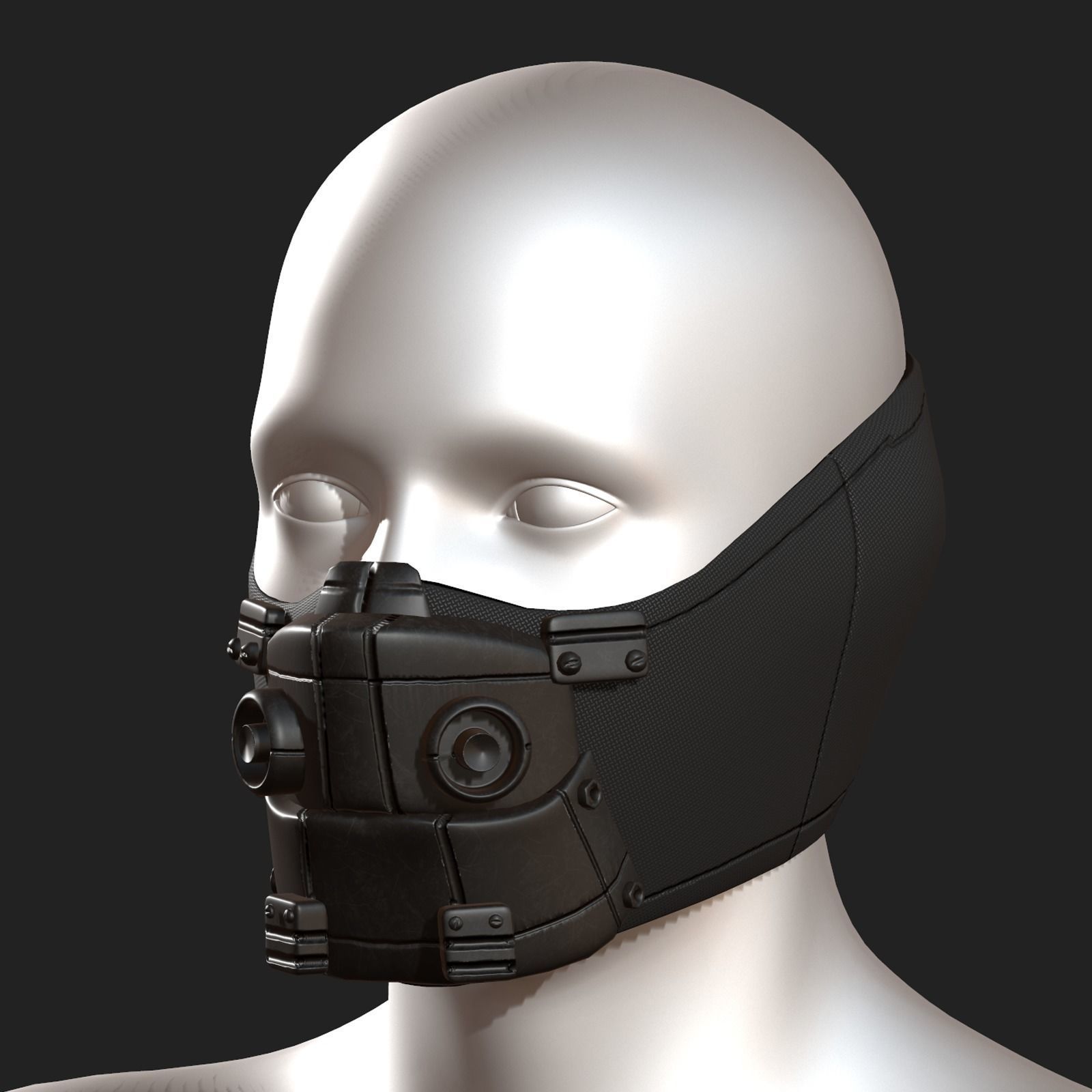 Gas mask respirator scifi futuristic 3d Low-poly 3D model_1
