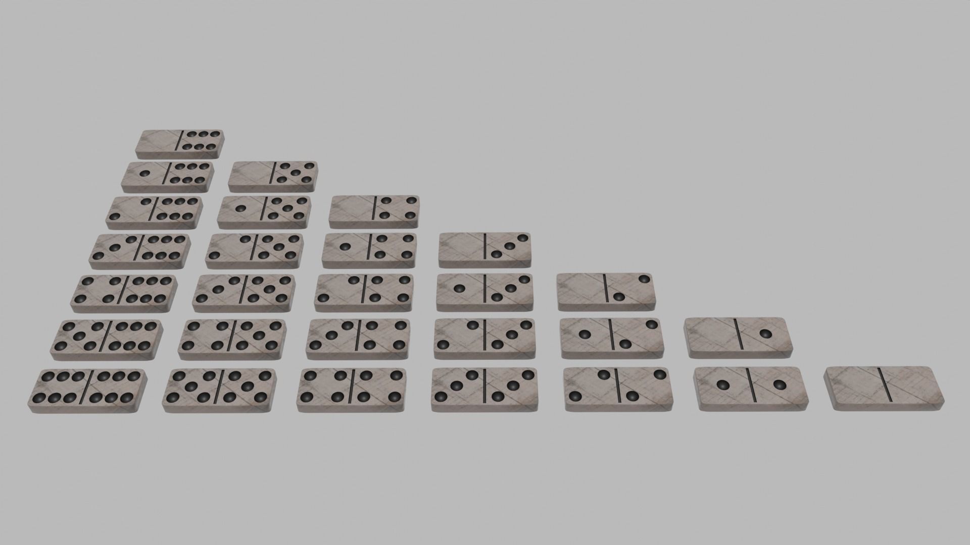 Marble Domino Set 28 pieces Low-poly 3D model_1