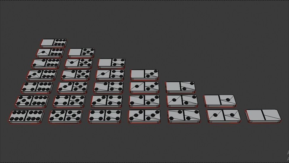 Marble Domino Set 28 pieces Low-poly 3D model_4