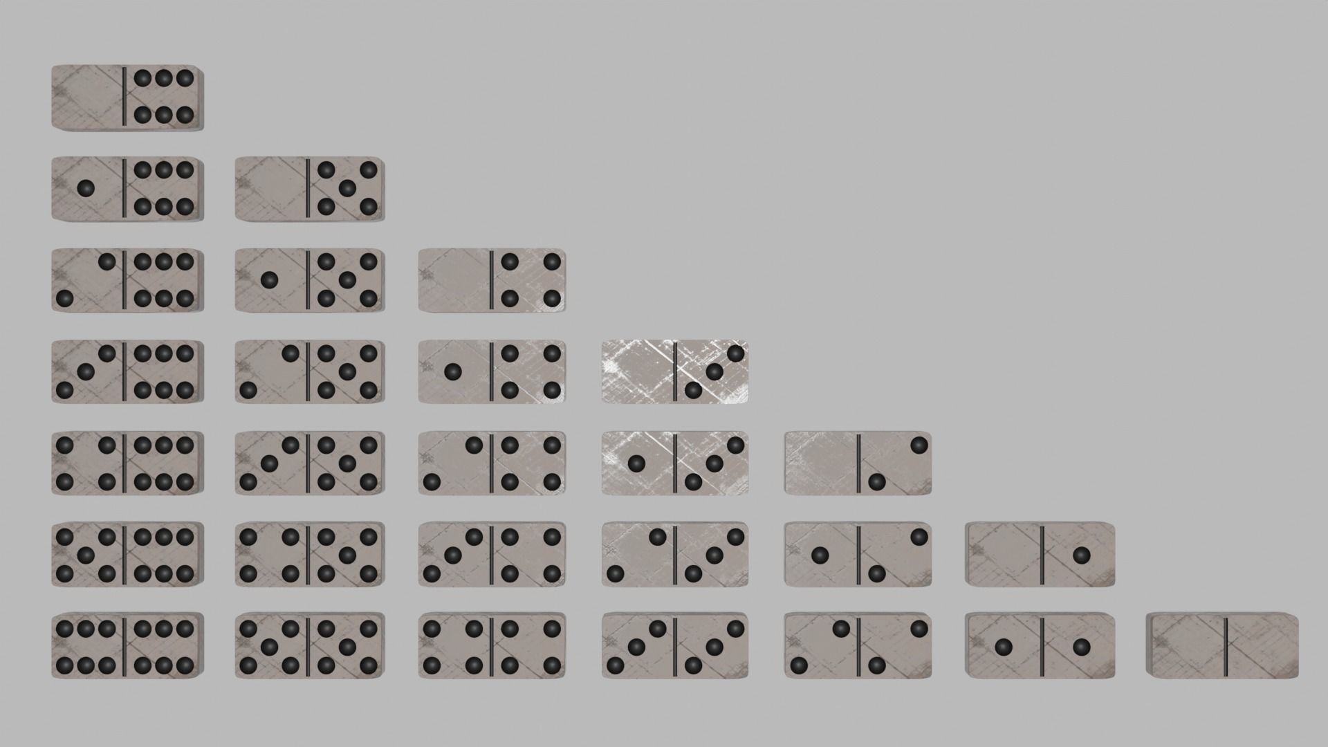 Marble Domino Set 28 pieces Low-poly 3D model_2