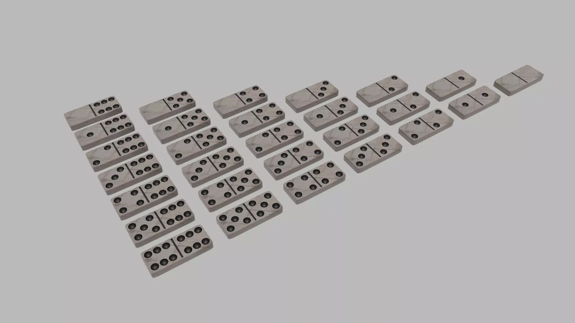 Marble Domino Set 28 pieces Low-poly 3D model_0