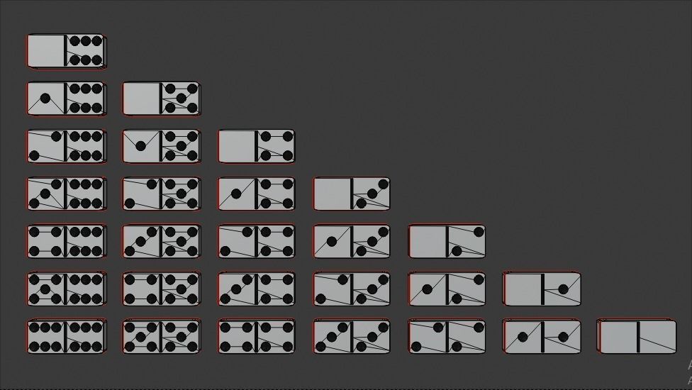 Marble Domino Set 28 pieces Low-poly 3D model_5