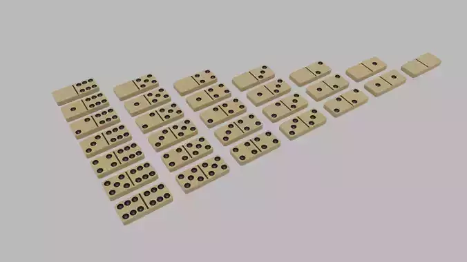 Light Textured Domino Set 28 pieces Low-poly 3D model