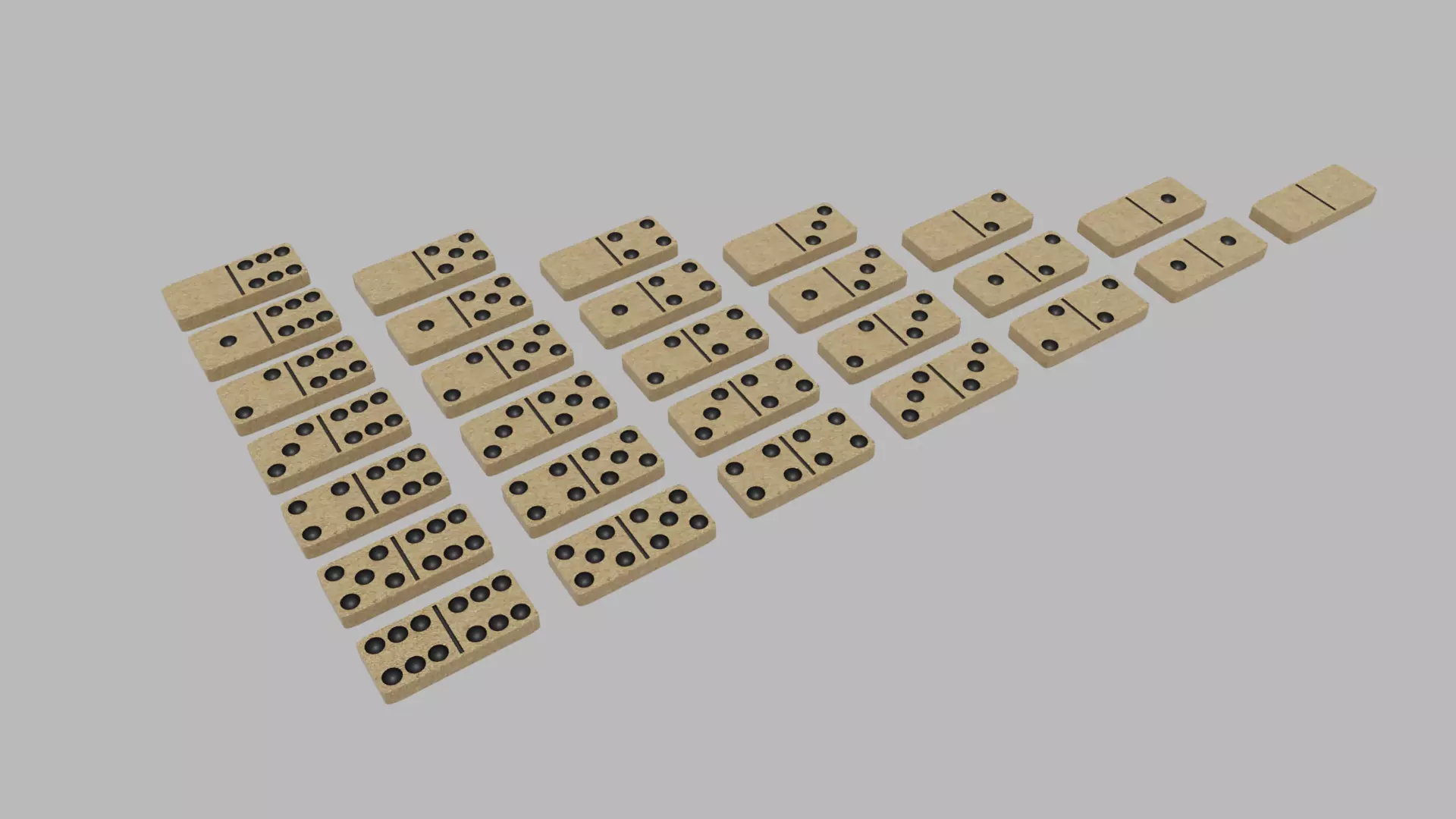 Light Textured Domino Set 28 pieces Low-poly 3D model