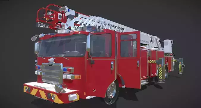 Firetruck Pierce 105 HEAVY-DUTY STEEL AERIAL LADDER Low-poly 3D model