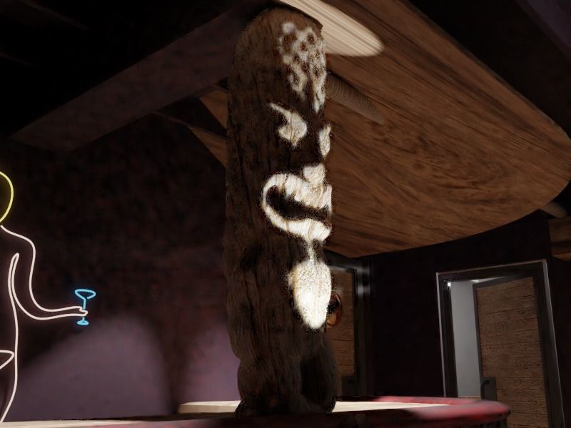 Wooden Tiki Idol Sculpture 3D model_3