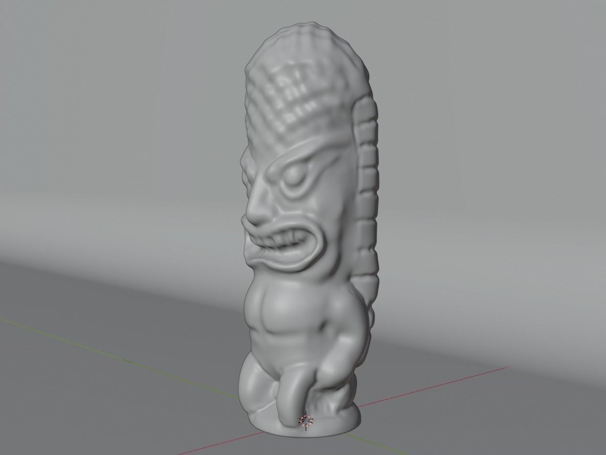 Wooden Tiki Idol Sculpture 3D model_5