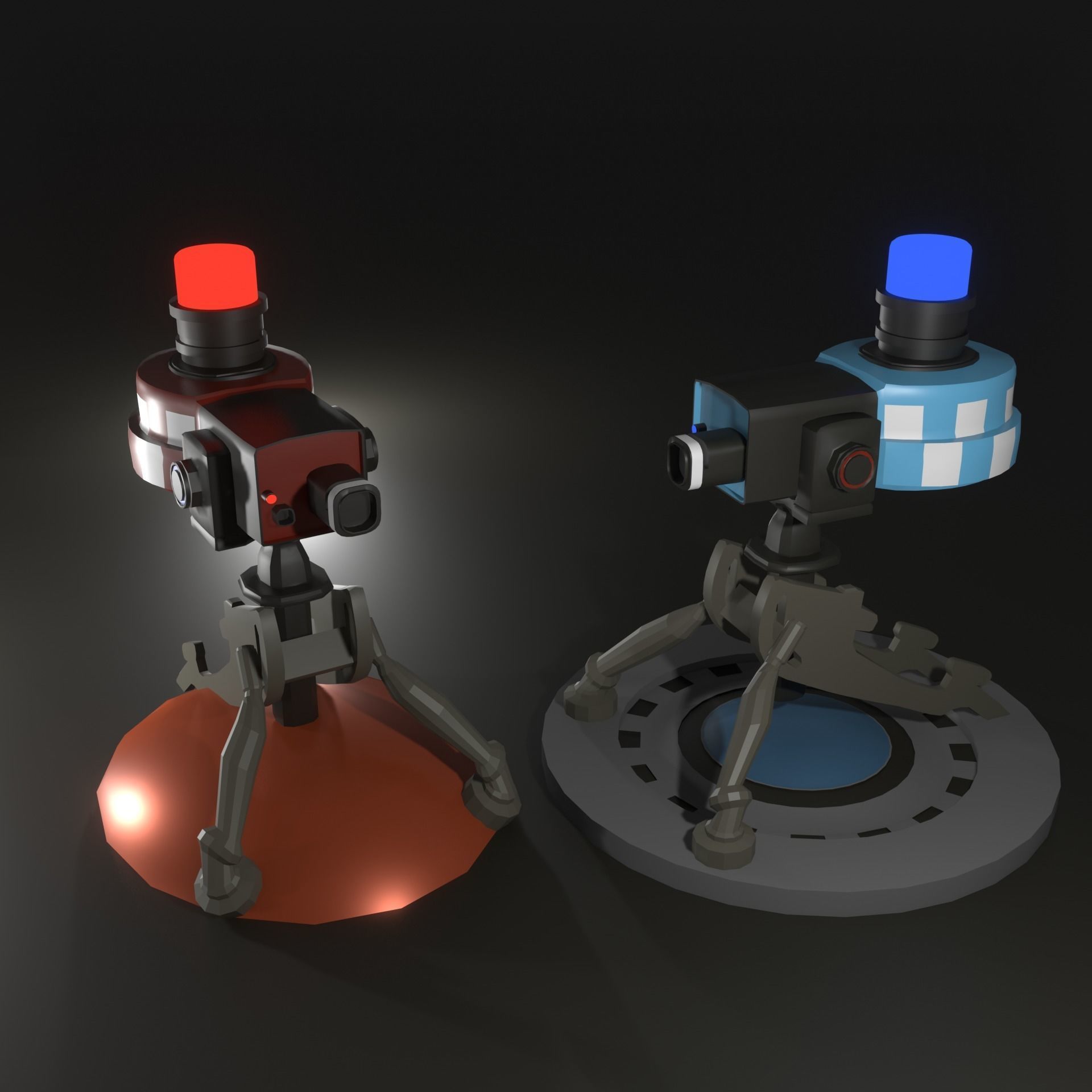 TeamFortress 2 Engineer Turrets 2 colors Sentry Gun Low-poly 3D model_1