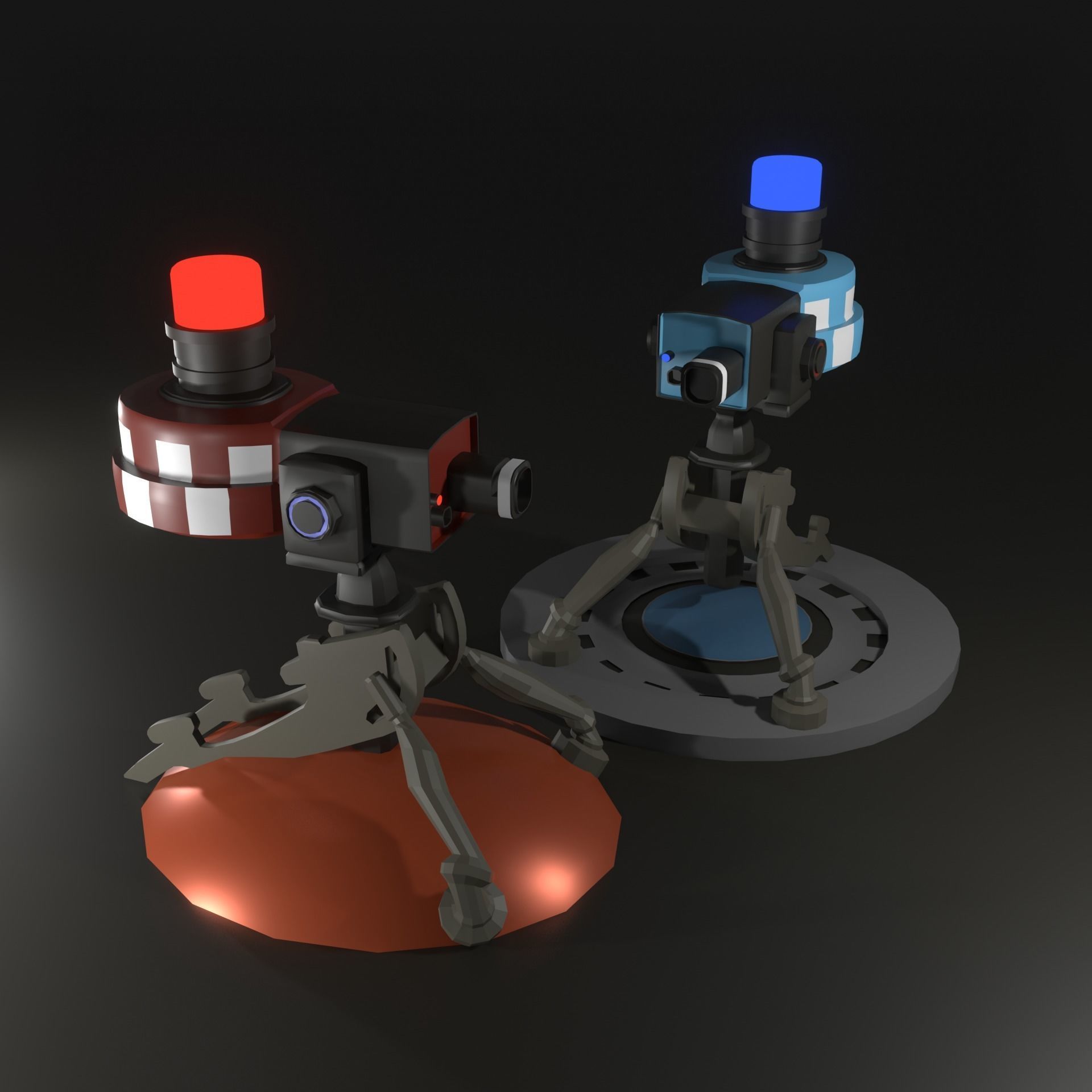 TeamFortress 2 Engineer Turrets 2 colors Sentry Gun Low-poly 3D model_4