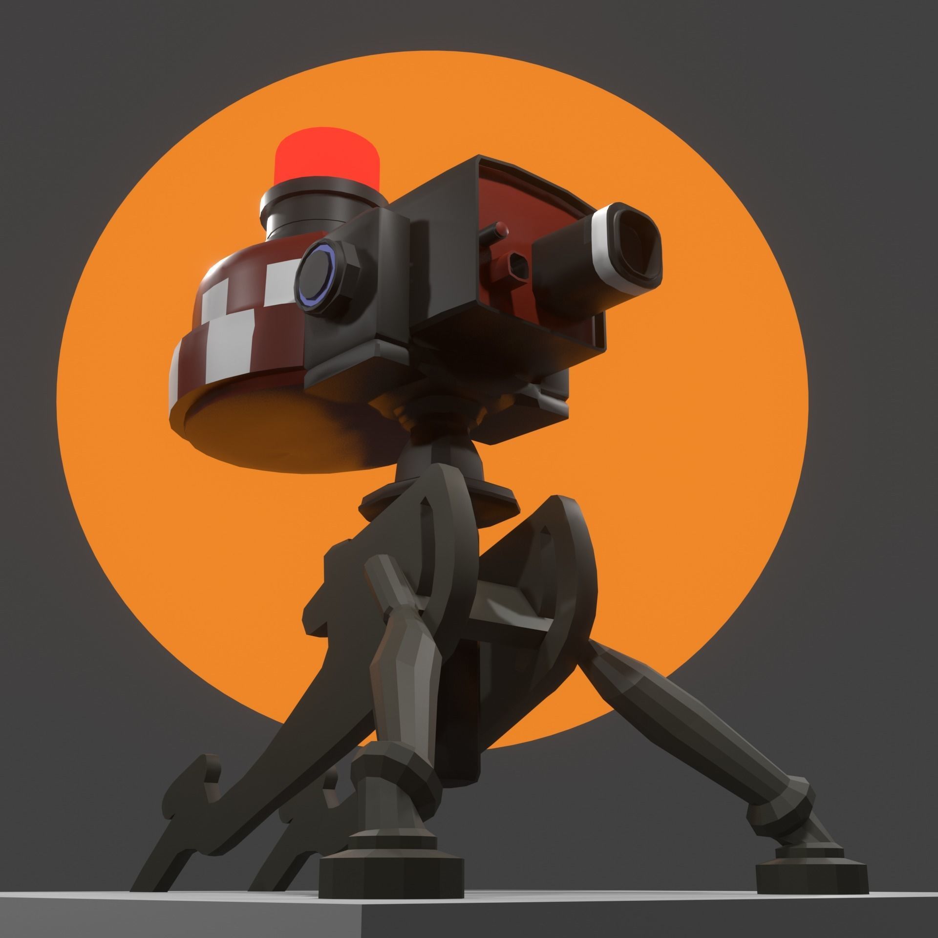 TeamFortress 2 Engineer Turrets 2 colors Sentry Gun Low-poly 3D model_6