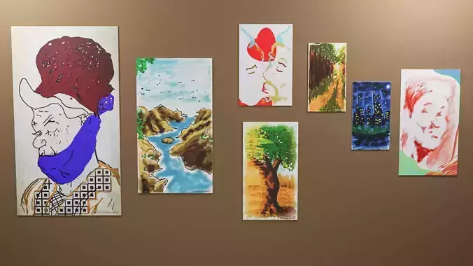 Paintings by MahlatseMG Low-poly 3D model