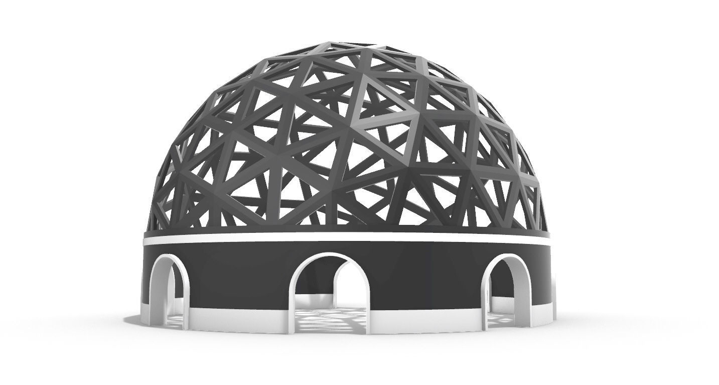 Geodesic Dome Pavilion with Openings Stand Alone Structure V1 3D model_19
