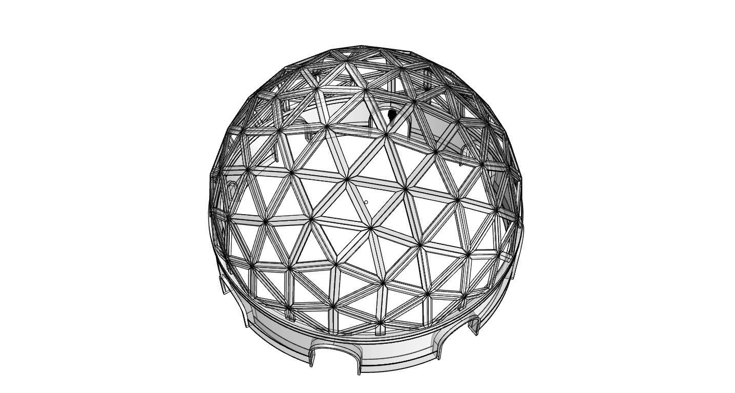 Geodesic Dome Pavilion with Openings Stand Alone Structure V1 3D model_91