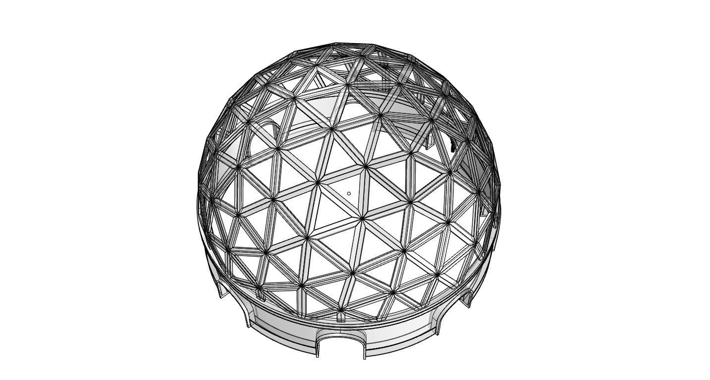 Geodesic Dome Pavilion with Openings Stand Alone Structure V1 3D model_94
