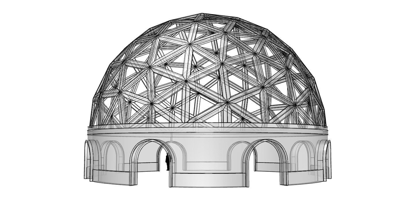 Geodesic Dome Pavilion with Openings Stand Alone Structure V1 3D model_57