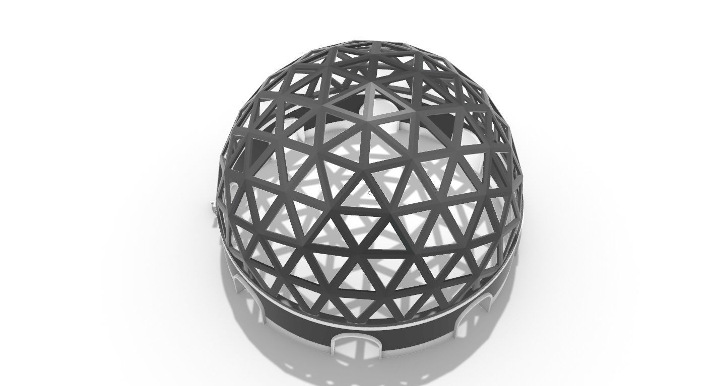 Geodesic Dome Pavilion with Openings Stand Alone Structure V1 3D model_37