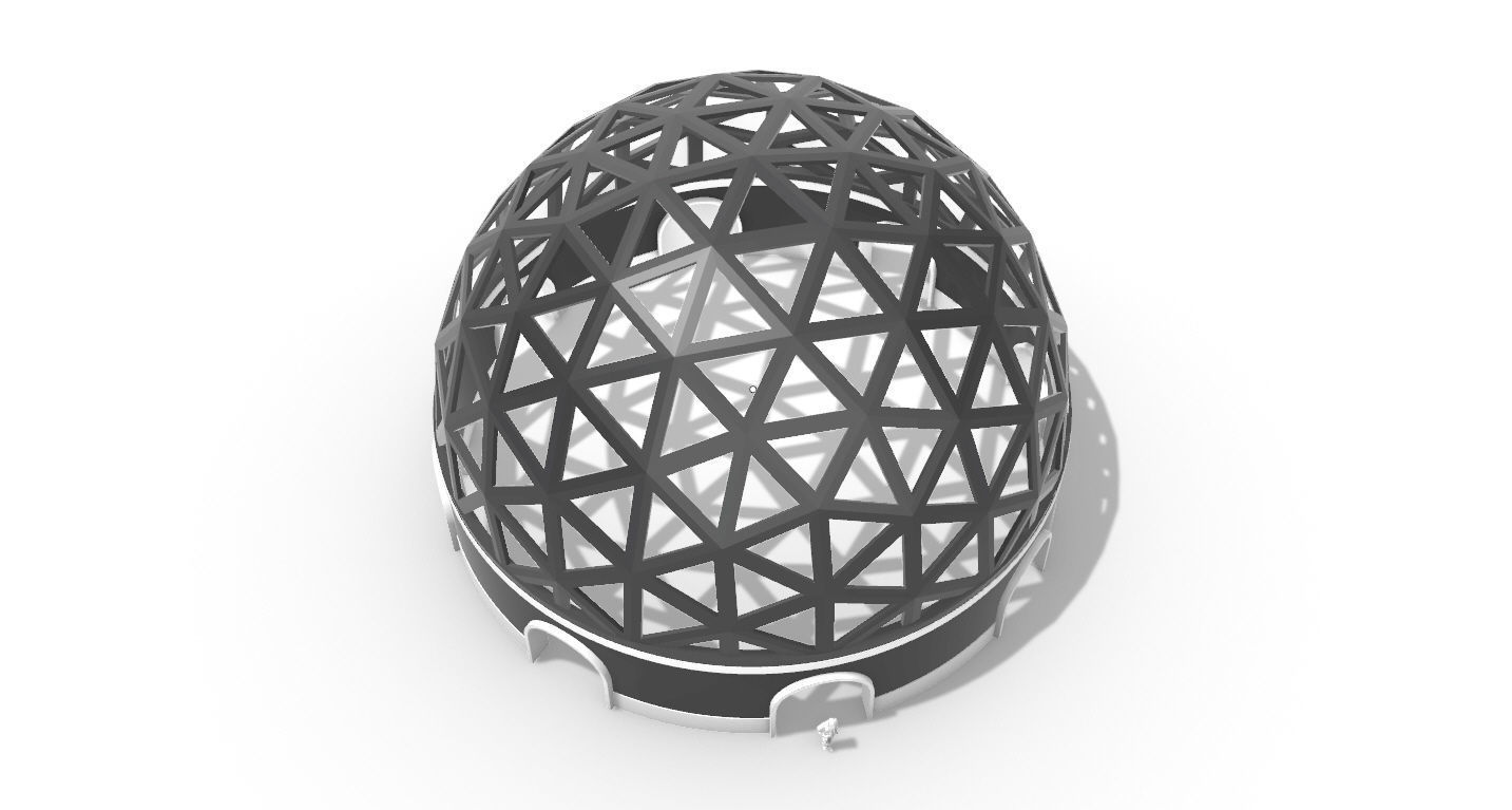 Geodesic Dome Pavilion with Openings Stand Alone Structure V1 3D model_75